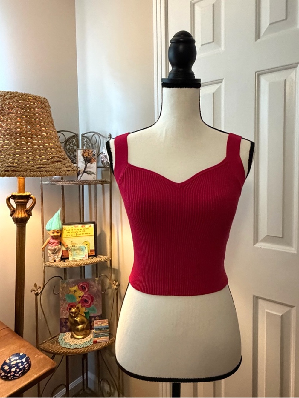 Abercrombie & Fitch Fitted Ribbed Sweetheart Tank - Fuchsia size small euc
